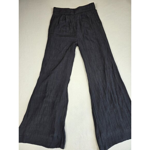 Wonderly Pants - Wonderly Womens Grey High Rise Wide-Leg Pull On Pants Size S Crinkle Comfy Cozy